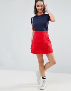 Красная джинсовая юбка с запахом ASOS - Черный