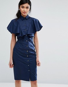 Платье-рубашка с оборкой Closet London - Темно-синий