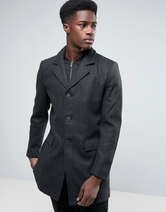 Пальто из смешанной шерсти с шевронным узором Selected - Черный