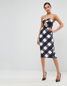 Платье-бандо длины миди в клеточку ASOS - Мульти