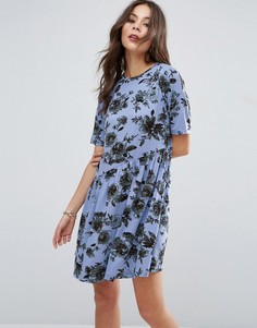 Свободное асимметричное платье с цветочным принтом ASOS - Мульти