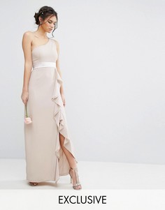 Платье макси на одно плечо с оборкой TFNC WEDDING - Коричневый