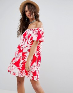 Красный сарафан с пальмами и открытыми плечами ASOS - Мульти