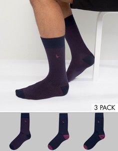 Набор из 3 пар темно-синих носков с узором Jack Wills Alandale - Темно-синий