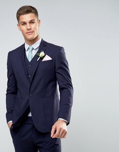 Темно-синий узкий пиджак с цветочным принтом на подкладке ASOS WEDDING - Темно-синий