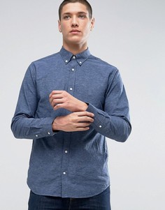 Льняная рубашка премиум узкого кроя Jack &amp; Jones - Темно-синий