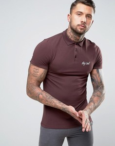 Обтягивающая футболка-поло с вышивкой Stay Cool ASOS - Красный