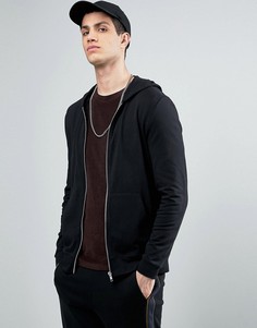 Черный легкий обтягивающий худи на молнии ASOS - Черный