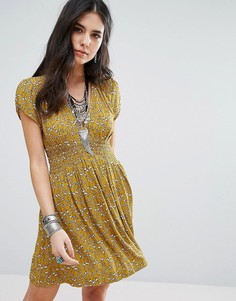 Платье мини с v-образным врезом Free People Pretty Baby - Желтый