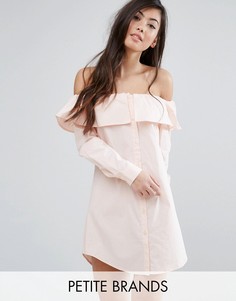 Платье-рубашка с широким вырезом и пуговицами спереди Fashion Union Petite - Розовый
