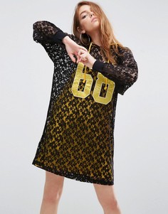 Кружевное платье с капюшоном и контрастной подкладкой ASOS - Черный