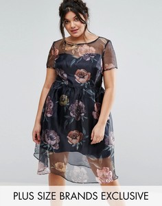 Платье миди с цветочным принтом Chi Chi London Plus - Мульти