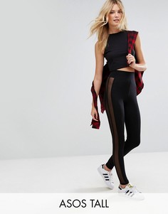 Леггинсы с сетчатыми вставками по бокам ASOS TALL - Черный