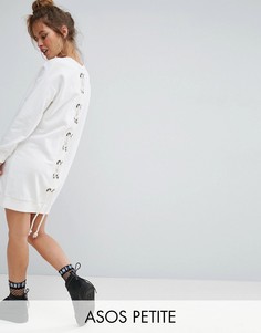 Трикотажное платье со шнуровкой на спине ASOS PETITE - Кремовый