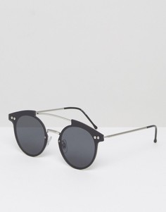Круглые солнцезащитные очки с черными стеклами Spitfire - Серебряный