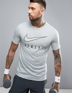 Серая спортивная футболка из ткани Dri-FIT от Nike 835332-063 - Серый