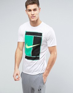 Белая футболка с большим логотипом-галочкой Nike Court 868770-101 - Белый