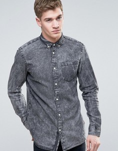 Узкая джинсовая рубашка с эффектом кислотной стирки Jack &amp; Jones Originals - Серый