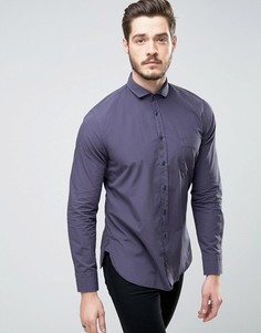 Темно-синяя поплиновая рубашка слим BOSS Orange by Hugo Boss - Темно-синий