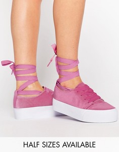 Бархатные кроссовки с завязками ASOS DENVER - Розовый