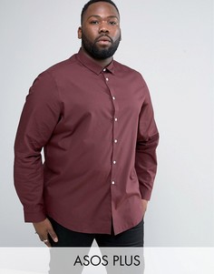 Бордовая рубашка классического кроя ASOS PLUS - Красный