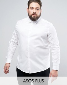 Белая приталенная саржевая рубашка ASOS PLUS - Белый