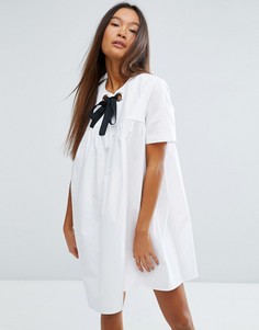 Свободное платье с люверсами и корсажной лентой ASOS - Белый