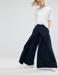 Широкие драпированные брюки ASOS WHITE - Темно-синий