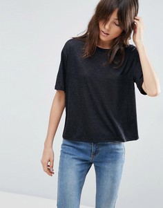 Футболка из ткани с добавлением льна ASOS - Черный