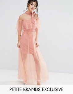 Плиссированное сетчатое платье с завязкой на горловине True Decadence Petite - Розовый