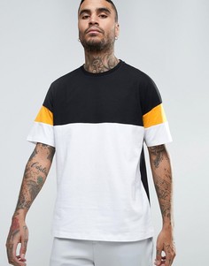 Свободная футболка со вставками колор блок ASOS - Черный