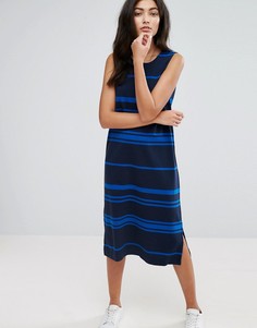 Трикотажное цельнокройное платье в полоску YMC - Темно-синий