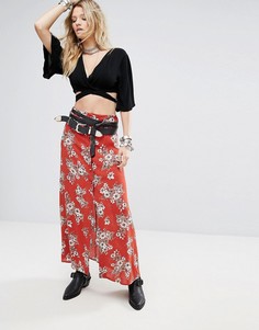 Юбка макси на пуговицах с цветочным принтом в винтажном стиле Honey Punch - Красный