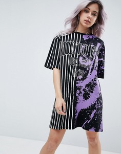 Платье-футболка с комбинированным принтом ASOS - Черный