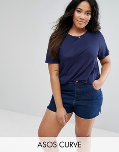 Футболка в рубчик ASOS CURVE - Темно-синий