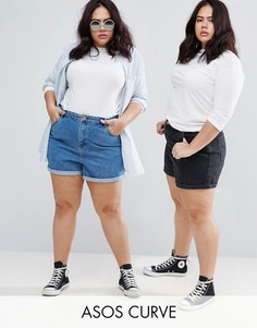 2 пары джинсовых шортов в винтажном стиле (синие, черные) ASOS CURVE - СКИДКА 14 - Мульти