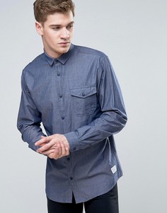 Узкая рубашка из шамбре с длинными рукавами и планкой на пуговицах Jack &amp; Jones Core - Черный