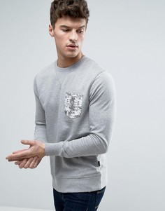 Свитшот с круглым вырезом и принтом на кармане Jack &amp; Jones Originals - Серый
