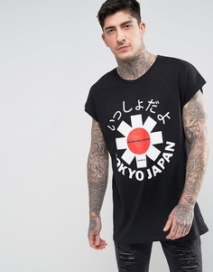 Свободная футболка без рукавов с принтом Red Hot Chili Peppers ASOS - Черный
