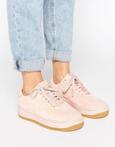 Розовые замшевые кроссовки премиум Nike Air Force 1 Upstep - Оранжевый