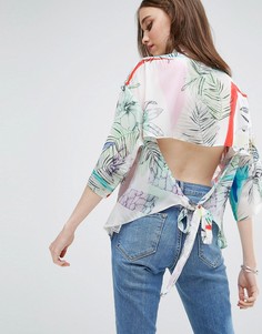 Oversize-блузка с абстрактным цветочным принтом ASOS - Мульти