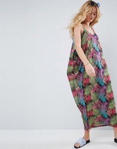Платье макси с драпировкой и пальмовым принтом ASOS - Мульти