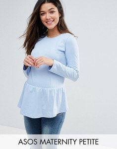 Топ с длинными рукавами и оборкой ASOS Maternity PETITE - Синий