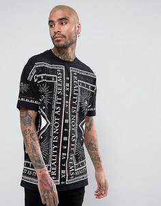 Oversize-футболка с повторяющимся принтом символов ASOS - Черный