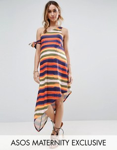 Платье на одно плечо в полоску ASOS Maternity - Мульти