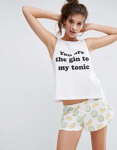 Пижамный комплект из майки и шортов ASOS Gin &amp; Tonic - Мульти