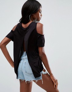 Топ с вырезами на плечах и разрезом на спине ASOS - Черный