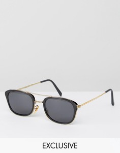 Квадратные черные очки-авиаторы Reclaimed Vintage эксклюзивно для ASOS - Черный