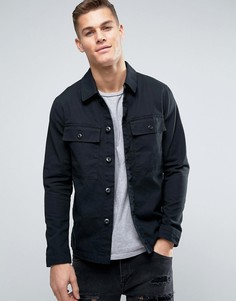 Рубашка навыпуск с карманами в стиле милитари Jack & Jones Vintage - Черный