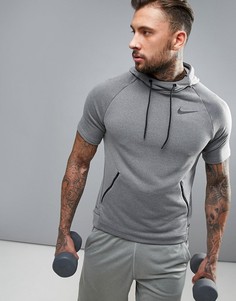 Худи серого цвета с короткими рукавами Nike Training 833898-038 - Серый